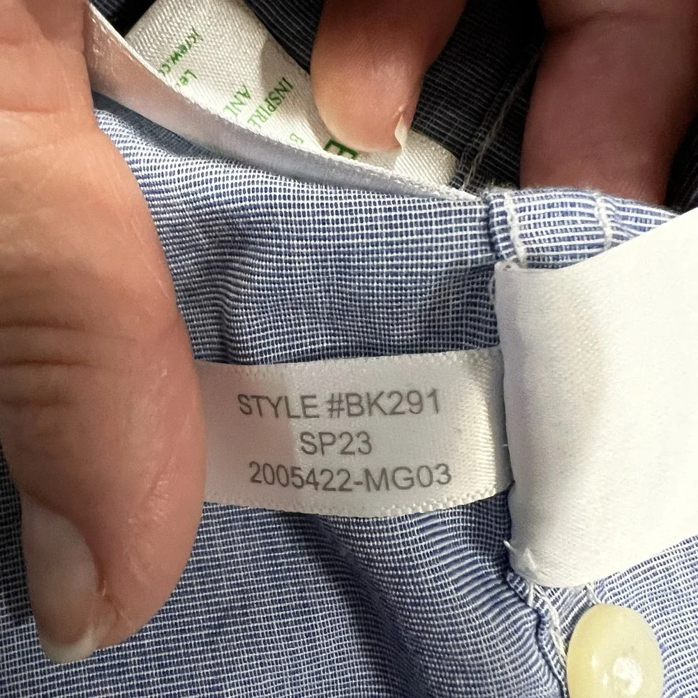 J. Crew Mens Relaxed Secret‎ Wash Cotton Button Down Shirt Waterfall Blue Large